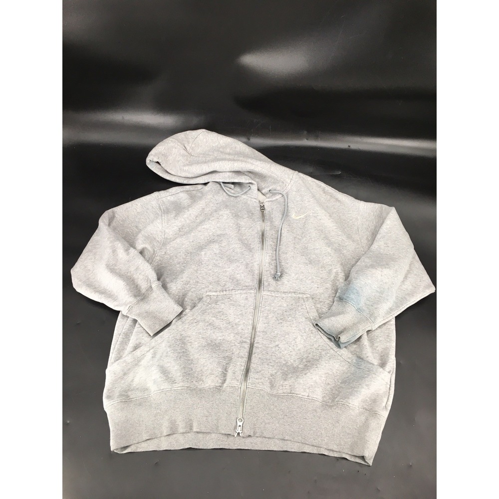 Nike Hoodie Mens Medium Gray Full Zip Sweatshirt Swoosh Logo